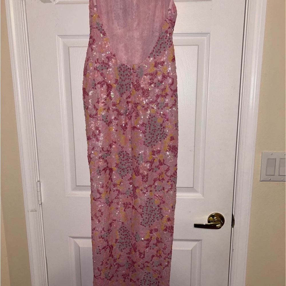 Oh Polly Pink Floral Sequin Maxi Dress - Picture 7 of 8